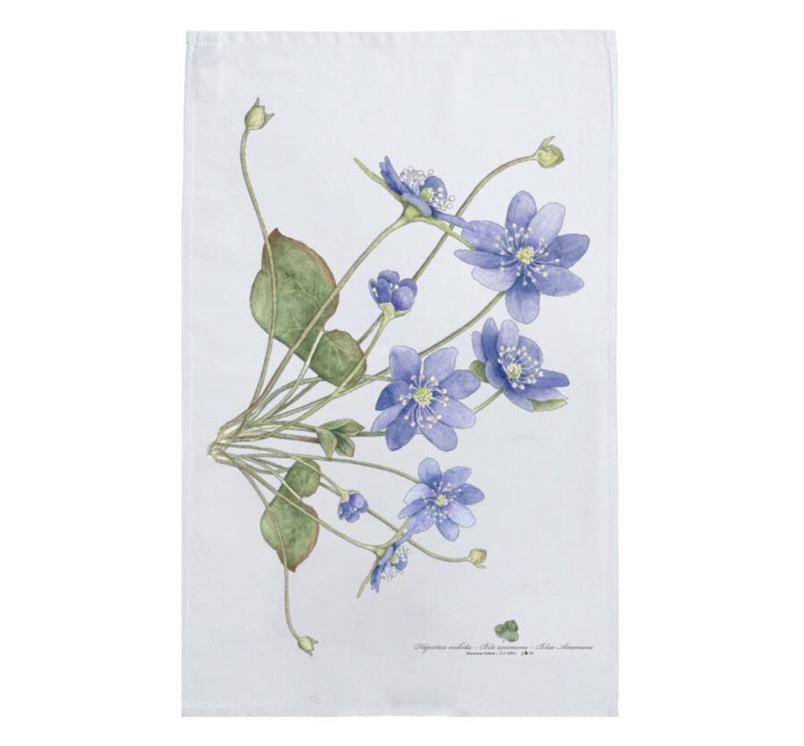 Koustrup & Co BLUE ANEMONE KITCHEN TOWEL Geschirrtuch, Bio-Baumwolle