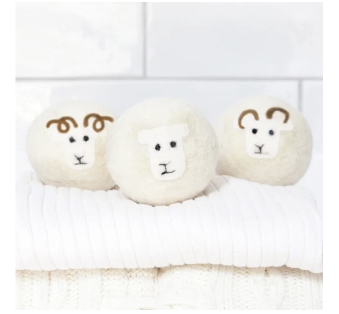 Little Beau Sheep DORSET HORN RAM WOOL DRYER BALLS Trocknerbälle, 3er Set