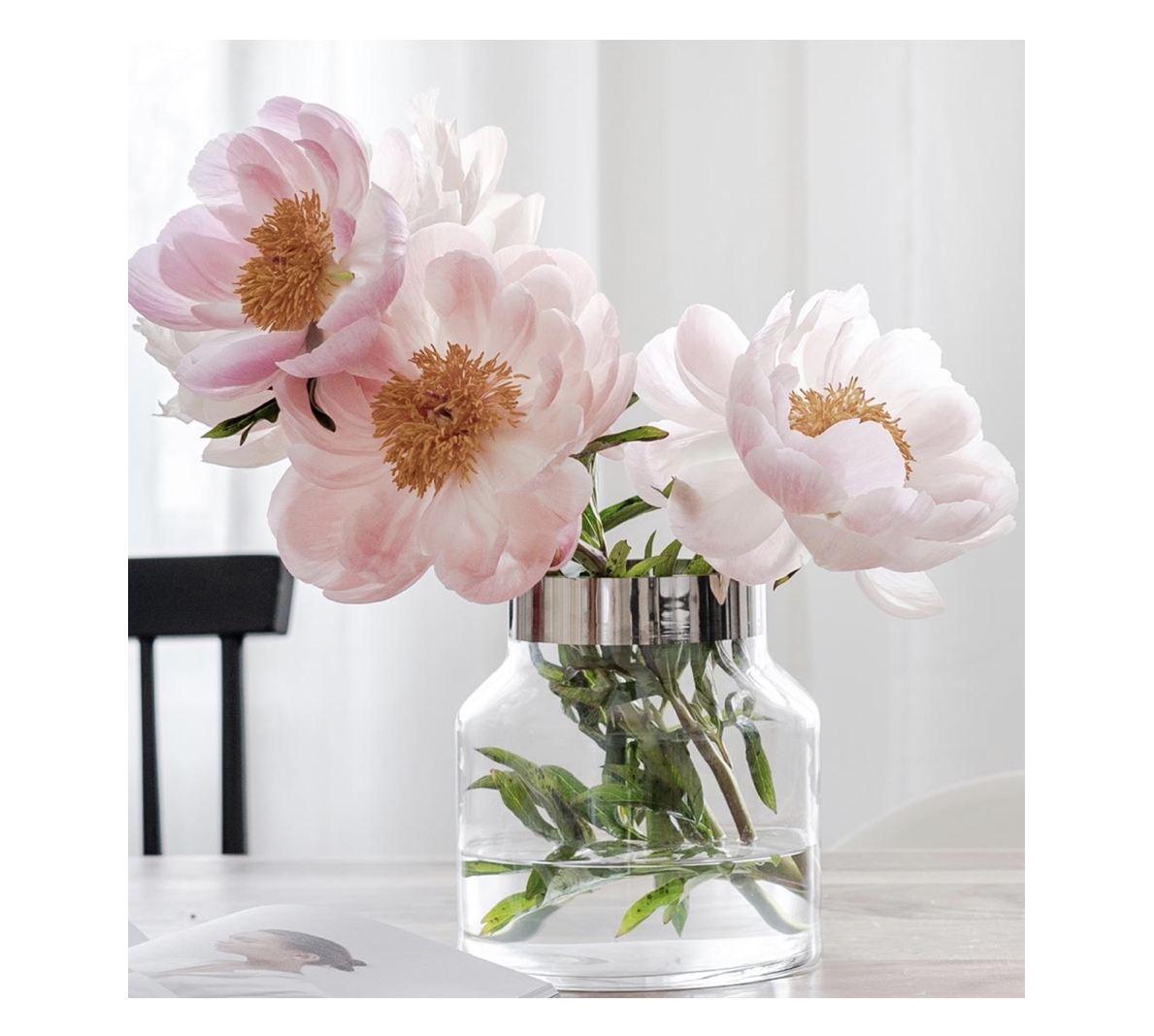 Edzard GABI VASE Kristallglas-Blumenvase mit Platinrand