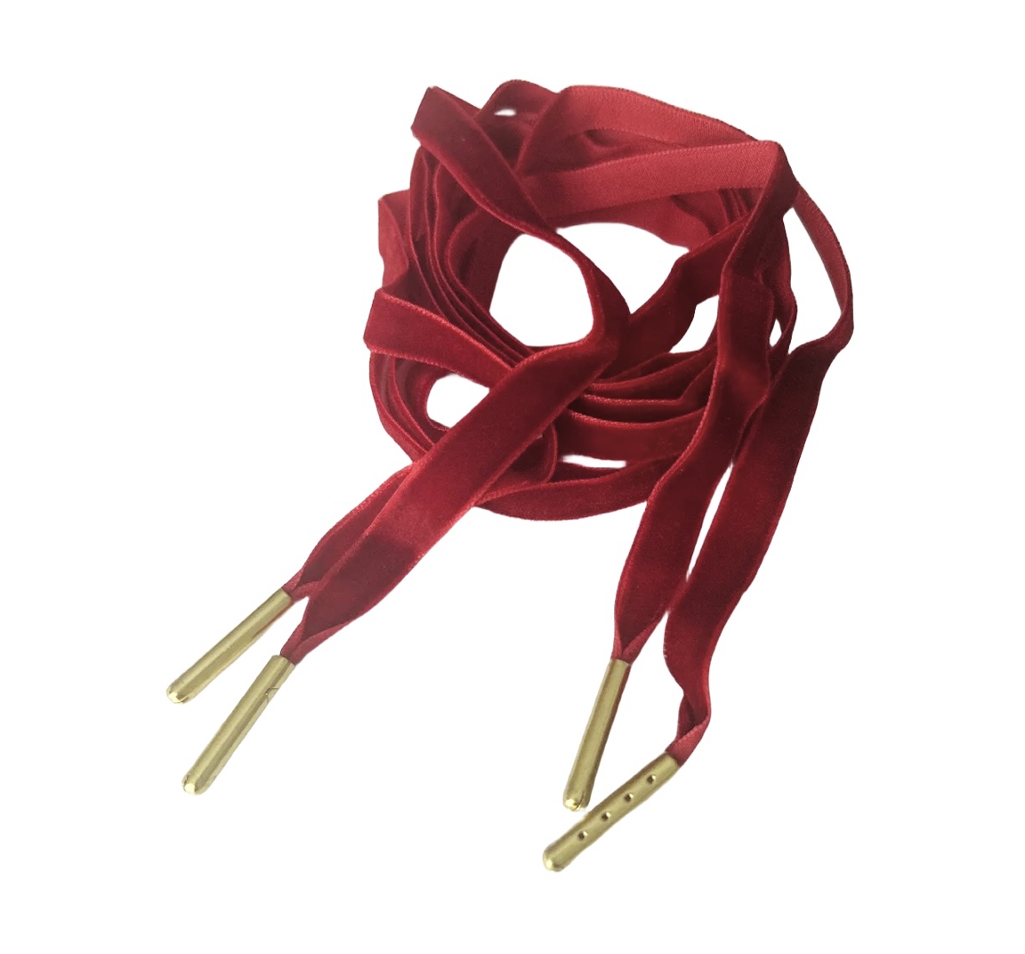 Alice Bow VELVET SHOELACES, Samt-Schnürsenkel, Paar (Red Velvet)