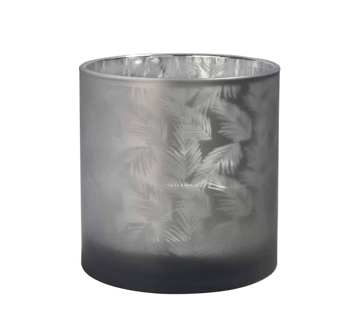 AWHIA_Farn_M_grey_silver_Sompex Sompex AWHIA M FERN GLASS LANTERN / VASE Farn Glas-Windlicht / Vase Ø15 x 15 cm grau/silber
