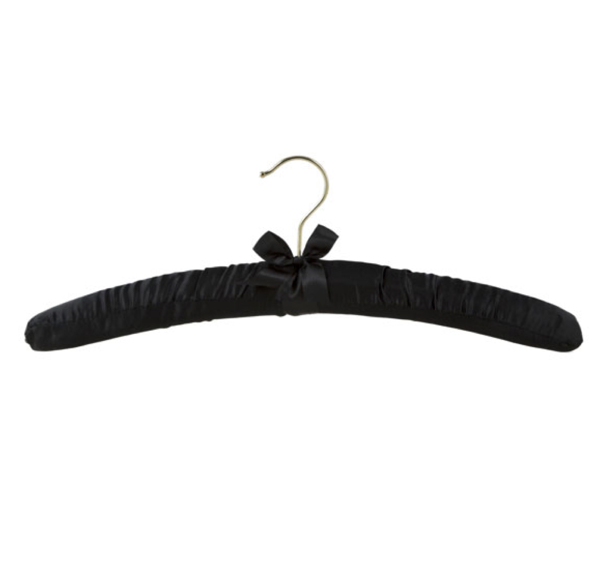 Satin_Buegel_gepolstert_41cm_schwarz_vermessingt2 PADDED CLOTHES HANGERS Satin-Kleiderbügel, 41cm (Multi-Pack, schwarz, gepolstert)