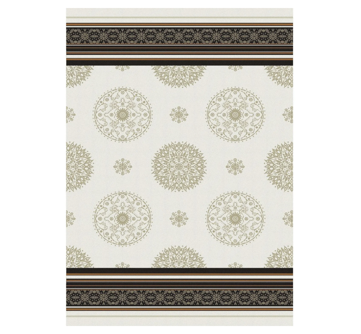 Mandala_schwarz_beige_Geschirrtuch_Ju-Lein Ju-Lein Geschirrtuch Küchentuch MANDALA Natural Beige Black