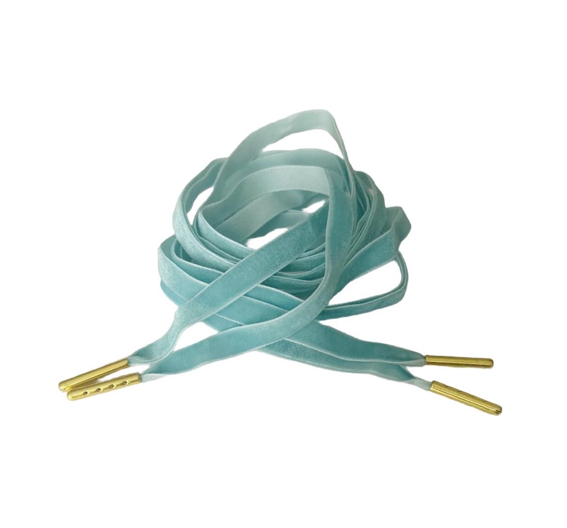 Alice Bow VELVET SHOELACES, Samt-Schnürsenkel, Paar (Sea Blue)