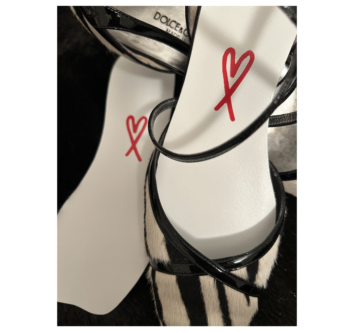 High_Heel_White_red_Hearts_Alice_Bow Alice Bow INSOLES for HIGH HEELS & FLATS RED HEART Leder-Einlegesohlen White