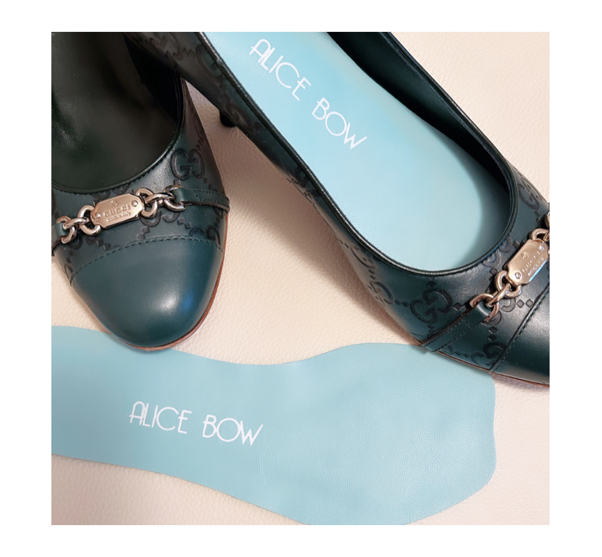 Grecian_Blue_High_Heels_Flats_Alice_Bow2 Alice Bow INSOLES for HIGH HEELS & FLATS Leder-Einlegesohlen Grecian Blue