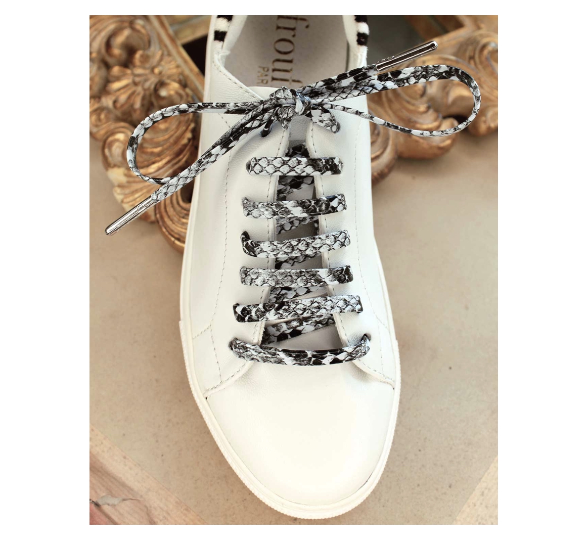 Lacets_Lezard_Blanc_Python_Schnursenkel_weiss_Froufrouz froufrouz PYTHON SHOELACES WHITE, Python-Schnürsenkel, Paar