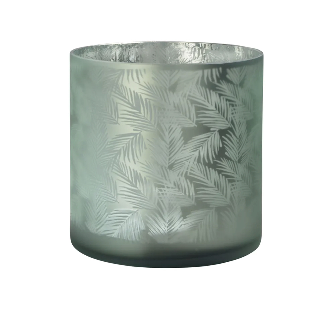 AWHIA_Farn_L_green_silver_Sompex Sompex AWHIA L FERN GLASS LANTERN / VASE Farn Glas-Windlicht / Vase Ø20 x 20 cm grün/silber