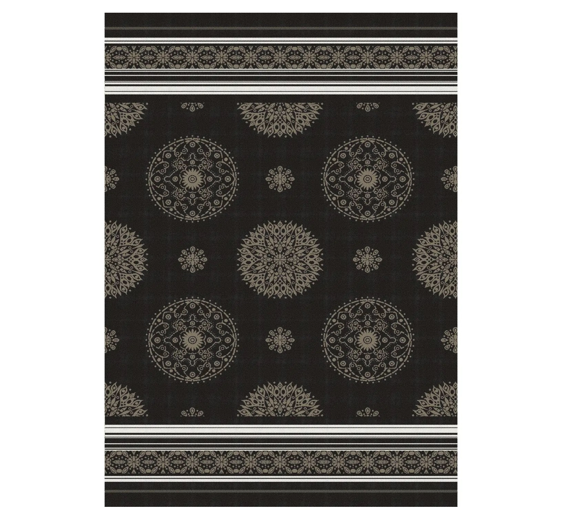 Ju-Lein Geschirrtuch Küchentuch MANDALA Black Natural Beige 50 x 70 cm