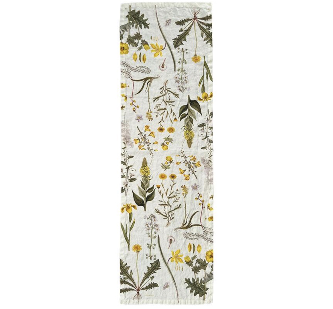 Koustrup & Co FLORA DANICA YELLOW TABLE RUNNER Tischläufer, Leinen (145 x 45 cm)