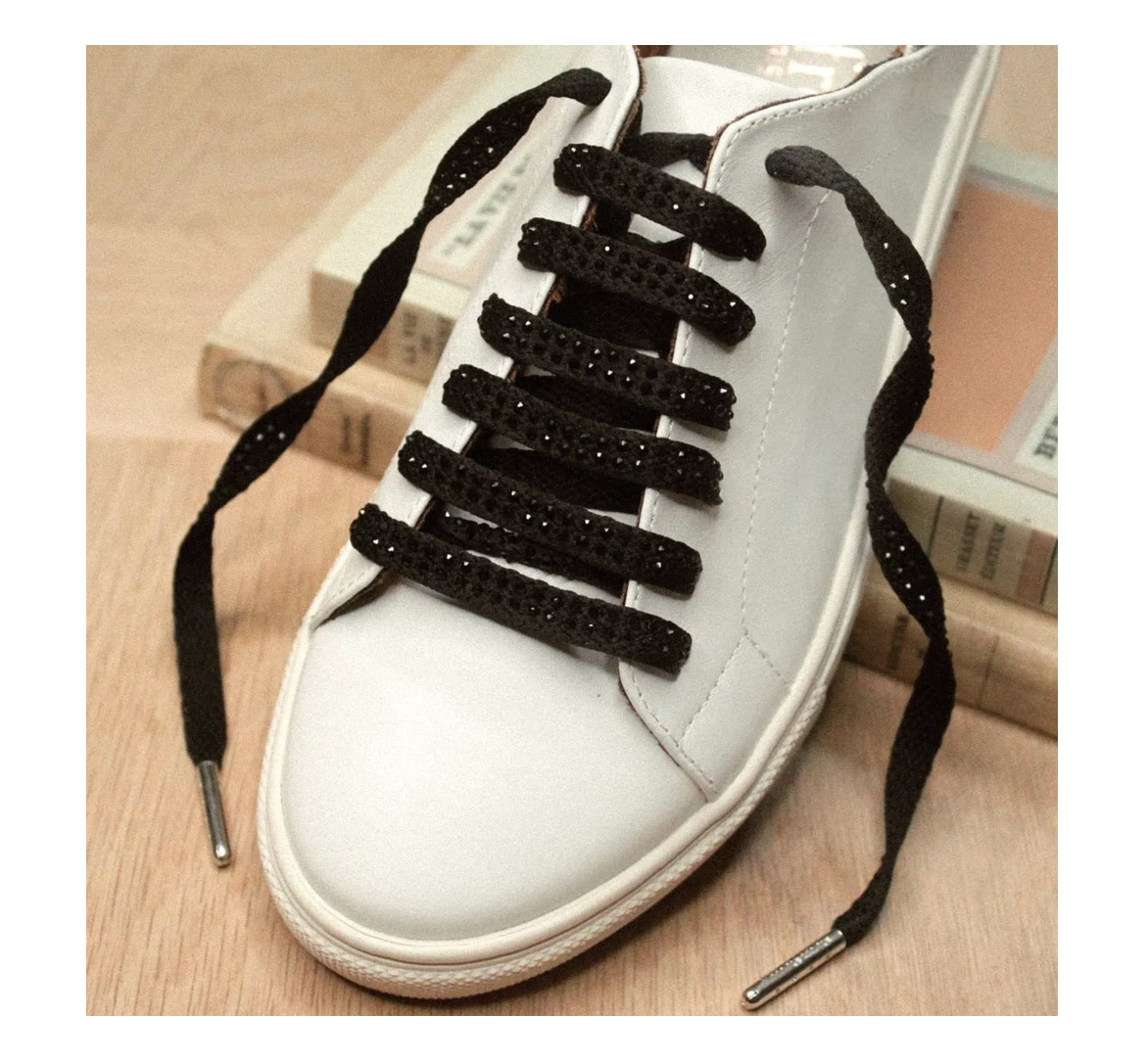 Lacets_Strass_Noir_Froufrouz froufrouz RHINESTONE SHOELACES, Strass-Schnürsenkel, Paar, Schwarz