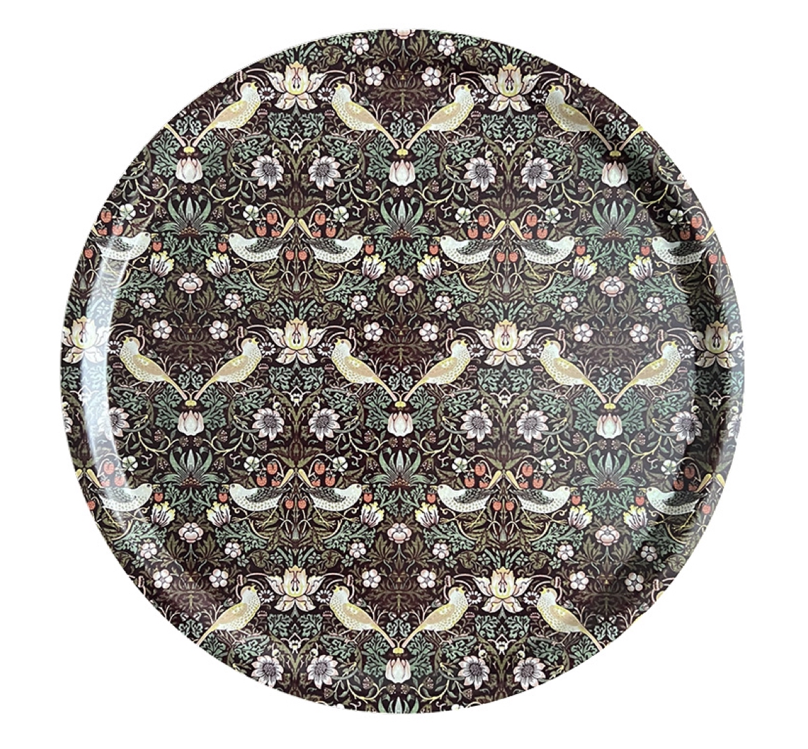 Koustrup & Co WILLIAM MORRIS STRAWBERRY THIEF ROUND SERVING TRAY Serviertablett, rund (Ø 38 cm)