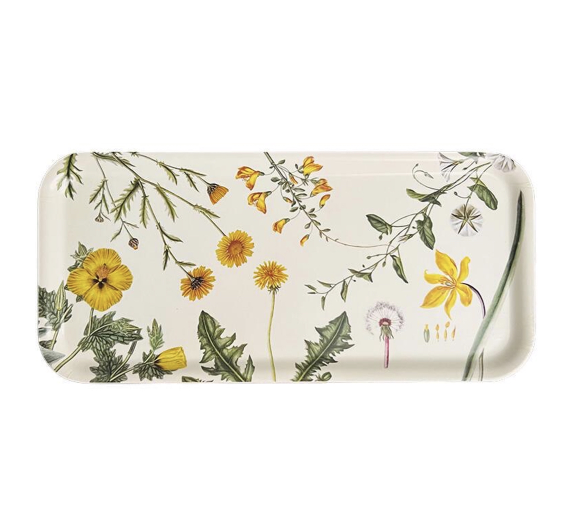 Koustrup & Co FLORA DANICA YELLOW TRAY Tablett, rechteckig (32 x 15 cm)
