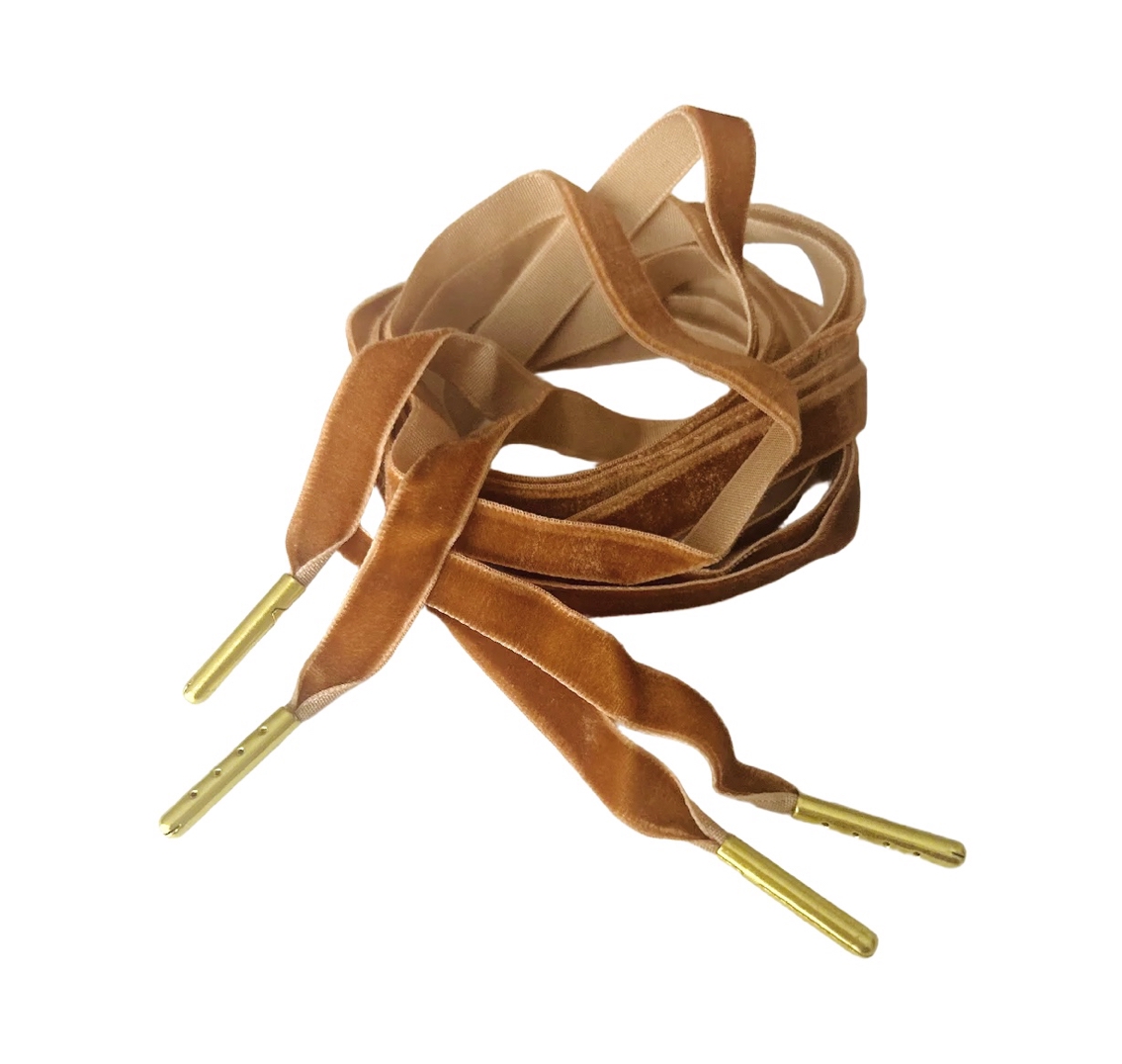 Alice Bow VELVET SHOELACES, Samt-Schnürsenkel, Paar (Chestnut)
