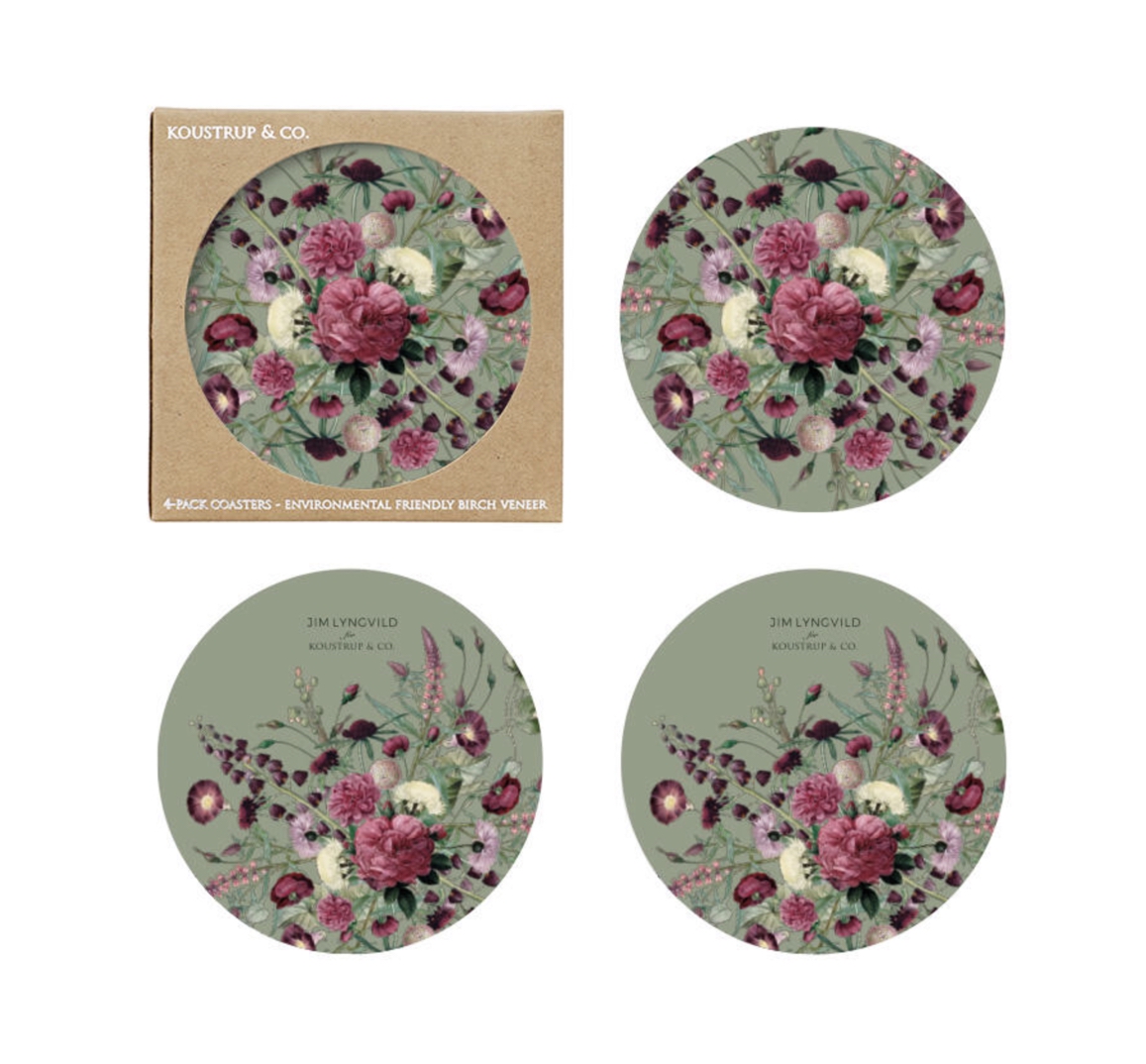 Blossom_Garden_Coasters_Flat_KoustrupCo1 Koustrup & Co BLOSSOM GARDEN COASTERS Untersetzer, rund Ø 9 cm, 4er Set