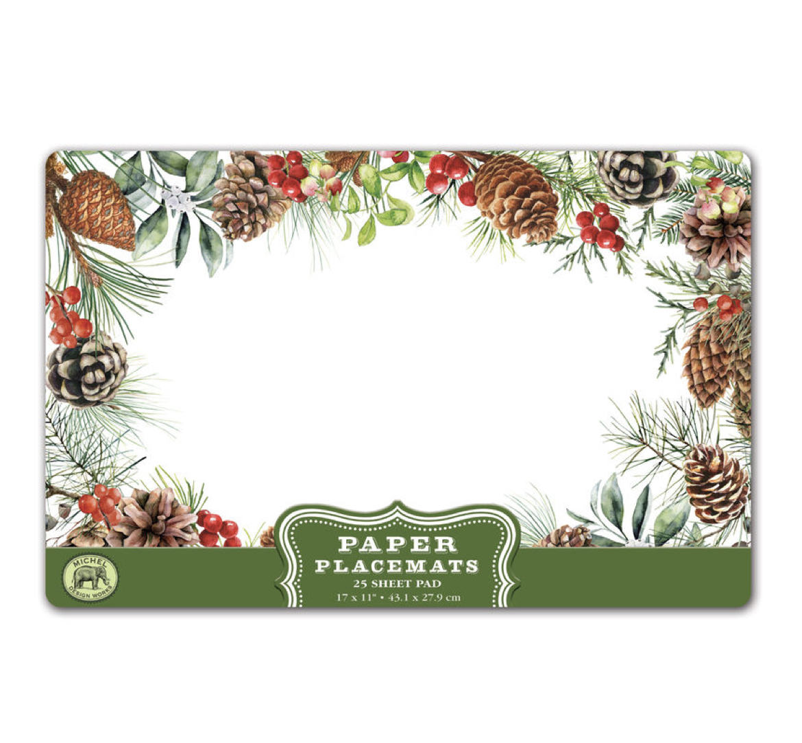 PM362_White_Spruce_Platzsets_MDW Michel Design Works Paper Placemats Platzsets WHITE SPRUCE