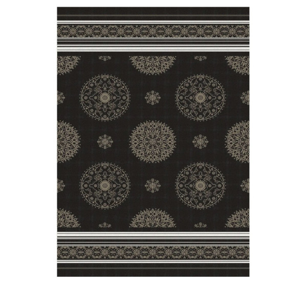 Ju-Lein Geschirrtuch Küchentuch MANDALA Black Natural Beige 50 x 70 cm