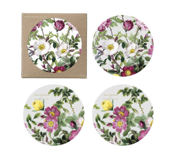 Koustrup & Co ROSE FLOWER GARDEN COASTERS Untersetzer, rund Ø 9 cm, 4er Set