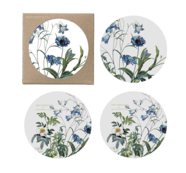 Koustrup & Co BLUE FLOWER GARDEN COASTERS Untersetzer, rund Ø 9 cm, 4er Set